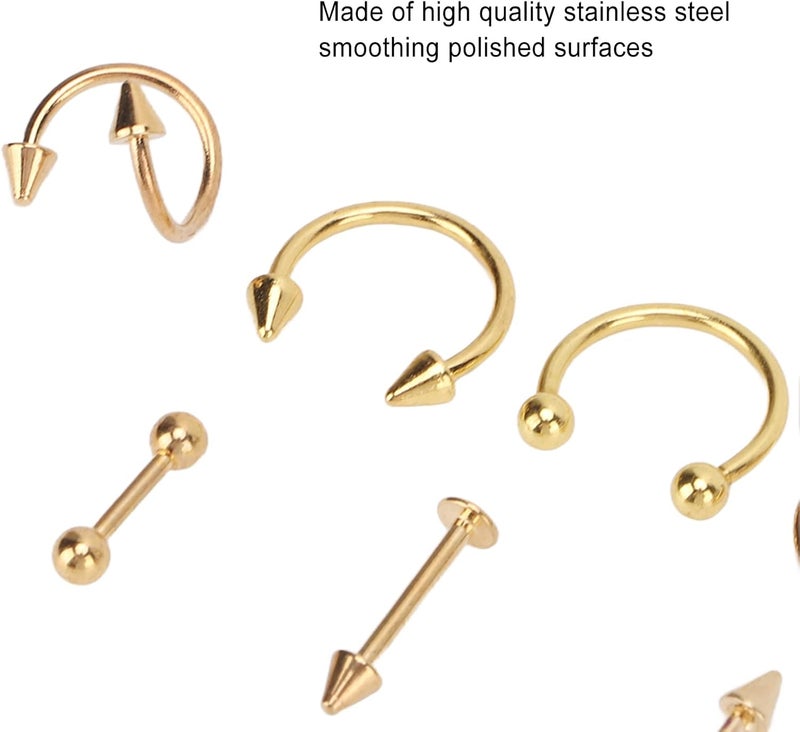 woobles Nose Rings Multipurpose Nose Stud Set Exquisite and Beautiful Safe for Everyday wear Gold - Image 3
